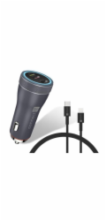 CONNECT IT InCarz DUPLEX nabíječka do auta, 2x USB-C, 1x Lightning, ANTRACITOVÁ