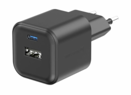Swissten síťový adaptér gan 1x usb-c 20w pd + 1x usb-a 18w qc černý