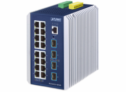 Planet IGS-6325-16T4X průmyslový L3 switch, 16x1Gb, 4x10Gb SFP+, -40~75°C, dual 9-48VDC, IP30, fanless