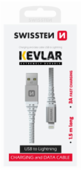 Swissten datový kabel kevlar usb / lightning 1,5 m bílý