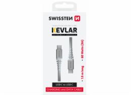 Swissten datový kabel kevlar usb-c / usb-c 1,5 m bílý