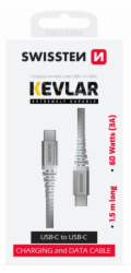 SWISSTEN DATOVÝ KABEL KEVLAR USB-C / USB-C 1,5 M BÍLÝ