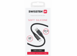 SWISSTEN DATOVÝ KABEL SOFT SILICONE USB / USB-C 0,4 M ČERNÝ