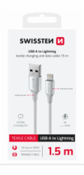 SWISSTEN DATOVÝ KABEL TEXTILE II USB / LIGHTNING 1,5 M BÍLÝ
