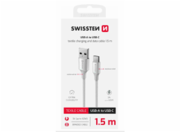 Swissten datový kabeltextile ii usb / usb-c 1,5 m bílý