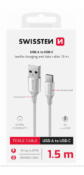 SWISSTEN DATOVÝ KABEL TEXTILE II USB / USB-C 1,5 M BÍLÝ