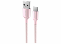 Swissten datový kabeltextile ii usb / usb-c 1,5 m růžový
