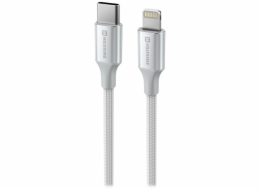 SWISSTEN DATOVÝ KABEL TEXTILE II USB-C / LIGHTNING 1,5 M BÍLÝ