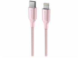 Swissten datový kabeltextile ii usb-c / lightning 1,5 m růžový