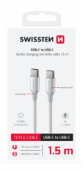 SWISSTEN DATOVÝ KABEL TEXTILE II USB-C / USB-C 1,5 M BÍLÝ