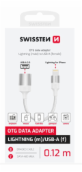 SWISSTEN OTG ADAPTÉR TEXTILE LIGHTNING (samec) / USB-A (samice) 0,12 M BÍLÝ