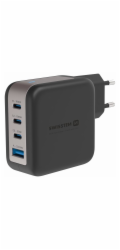 Swissten síťový adaptér gan 3x usb-c 100w pd + 1x usb-a 18w qc černý
