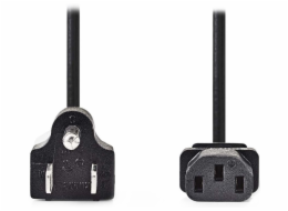 NEDIS napájecí kabel/ přímý/ přímý/ konektor IEC-320-C13/ zástrčka US/ kulatý/ černý/ 2m