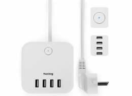 Huslog prodlužovací kabel 3x zásuvka + 4x USB, bílý