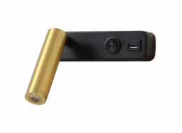 IMMAX GOAL designové nástěnné LED svítidlo, vypínač, USB, 3W, černo-zlaté
