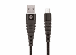 Datový kabel Forever Shark USB/microUSB 1m 2A textilní černý