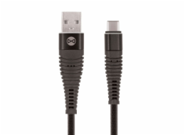 Datový kabel Forever Shark USB/USB-C 1m 2A textilní černý