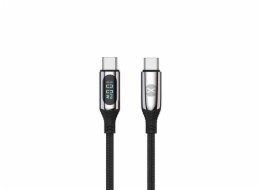 Datový kabel s LCD Forever USB-C/USB-C 1m 100W černý