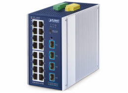 Planet IGS-4215-16T4X průmyslový L2/L4 switch, 16x1Gb, 4x10Gb SFP+, -40~75°C, 9-48VDC, IP30, fanless