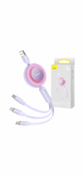 Baseus Bright Mirror 3, USB kabel 3 v 1 pro micro USB / USB-C / Lightning 66W / 2A 1,1 m (fialový)