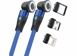 Realpower  Magnetický kabel USB kabel, 1m, 2x magnetisch, blau mit Adapter