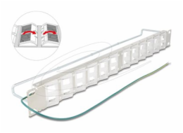 Delock - Patch panel (záslepný) - natocné porty s ochranným úchytem - montáž do racku - stríbrná - 1U - 19" - 24 porty