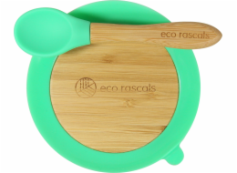 ECO RASCALS ECORASCALS Bambusová mísa Tmavě zelená s přísavkou a lžičkou