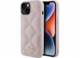 Guess Guess GUHCP15SPSQSQSP iPhone 15 6.1 růžové pevné pouzdro prošívané kovové logo