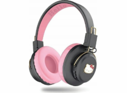 Sluchátka Hello Kitty s kovovým logem kulatého tvaru růžová