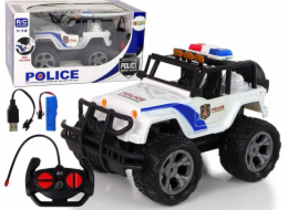 Dálkově ovládané světelné efekty LeanToys Auto R/C Police Police Jeep 1:14