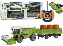 LeanToys Kombajn Zemědělský stroj na obilí RC dálkově ovládaný přívěs Zelený