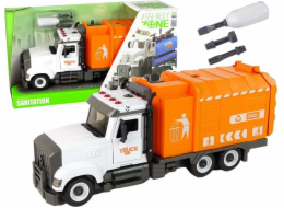 Popelářský vůz LeanToys na odšroubování a šroubování příslušenství Oranžový