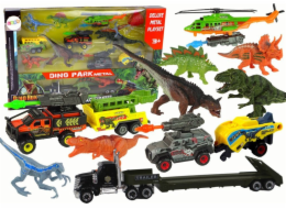 LeanToys Vehicle Set Helicopter Dinosaurs 8 Pieces Colorful