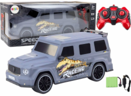 LeanToys RC auto na dálkové ovládání s dinosaurem v měřítku 1:10 šedé