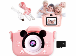 DIGITÁLNÍ FOTOAPARÁT PRO DĚTI MILK RŮŽOVÁ MYŠ + HRY
