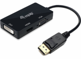 AV adaptér Equip Equip Displayport->HDMI/VGA/DVI adaptér St/Bu černý