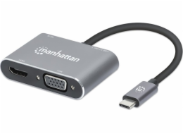 AV adaptér Manhattan Manhattan Hub adaptér USB-C 3.2 na 4K HDMI VGA USB-A USB-C PD 87W