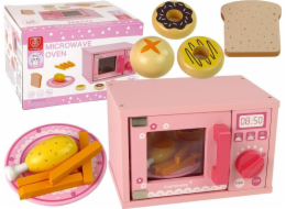LeanToys Dřevěný Mikrovlnný Mikrovlnný Vařič potravin Růžový