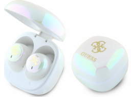 Bluetooth sluchátka Guess Guess GUTWSJ144ESH TWS + dokovací stanice bílá/bílá Iridescent 4G Printed Logo