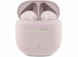 Bluetooth sluchátka Guess Guess GUTWSJ14ESGP TWS + dokovací stanice růžová/růžová Tištěné klasické logo