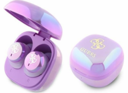 Guess Guess Bluetooth sluchátka GUTWSJ144ESU TWS + dokovací stanice Purple/Purple duhové 4G Tištěné logo