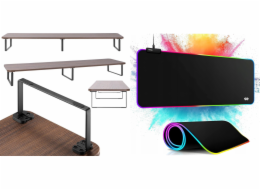Mozos Mozos DUAL RISER P stojanová polička pro dva monitory + OSVĚTLENÍ PODLOŽKA 80x30CM
