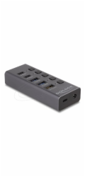 Delock - Rozbocovac - 5 Gbps, 1 port pro rychlé nabíjení, + prepínac - 3 x USB + 2 x USB-C - desktop