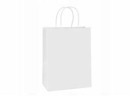 Papírový sáček s uchem BSTech 210x140x270 mm 120 g/m2 25 ks. Bílá