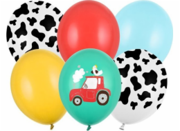 PartyDeco Latexové balónky s potiskem 30cm Farm 6ks