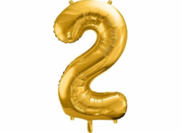 Party Deco Foil balónek číslo 2, 86cm, univerzální zlatý