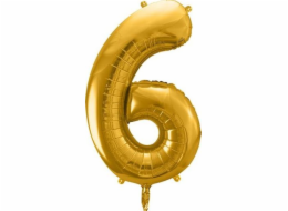 Party Deco Foil balónek číslo 6, 86cm, univerzální zlatý