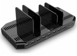 Lindy 120W 10portová USB nabíjecí stanice, 8x USB-A + 2x USB-C