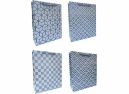 JU-PITER Bílá dárková taška se stříbrným vzorem 1008B 25x32x11cm p12, cena za 1 ks.