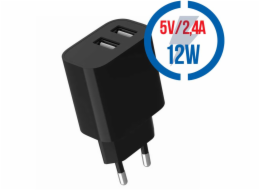 GEMBIRD TA-UC-2A12-01, Nabíjačka, 2x USB-A, 12W, č